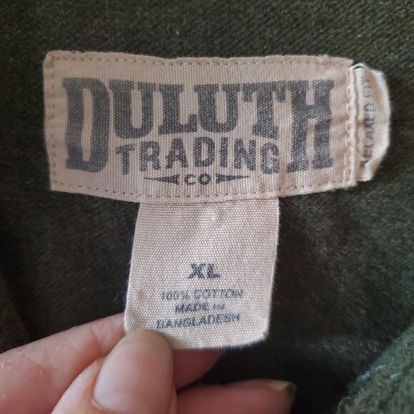 Duluth Trading Mens Heavy Cotton Army Green Button Up Shirt Size XL Gorpcore - Picture 2 of 10